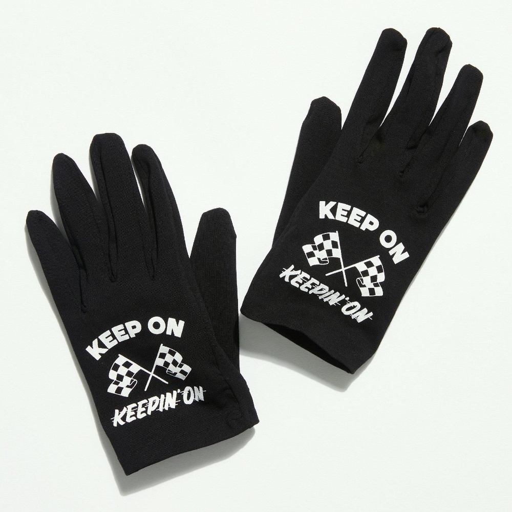 Free People Black Gloves with White Print